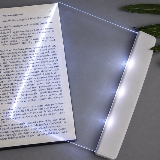 LumiPage LED acrylic book light - AAA batteries easy to use lightweight and slim design